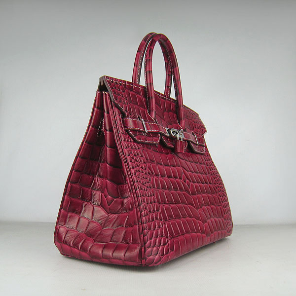 High Quality Fake Hermes Birkin 35CM Crocodile Veins Leather Bag Wine 6089 - Click Image to Close